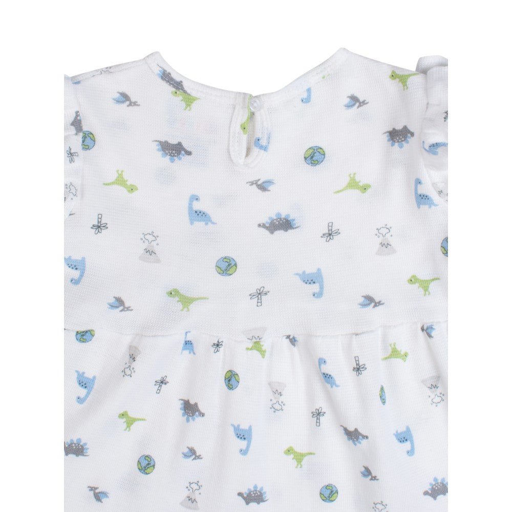 White printed Infant Frock waffle (6 to 24 Months)