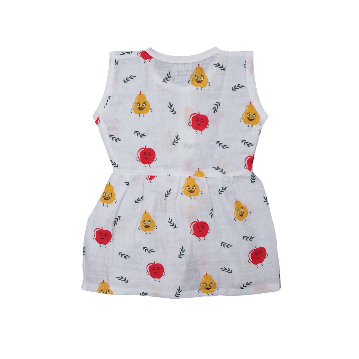 Muslin Cotton Baby Frock – Soft, Breathable Summer Wear (fruits Design) 0-12 Months