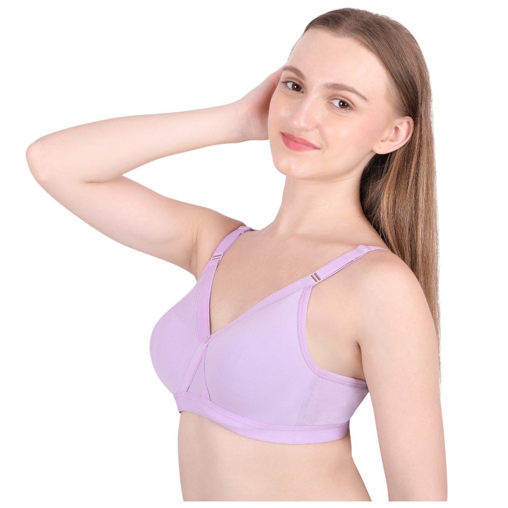Purple Cotton Bra for Women – Cross Mould, Wire-Free, Non-Padded | She Wear