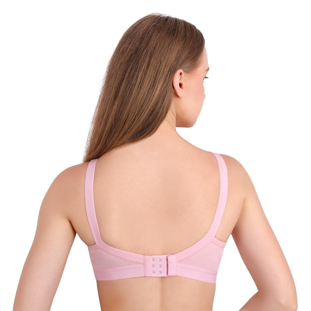 Baby Pink Cotton Bra for Women – Cross Mould, Wire-Free, Non-Padded | She Wear