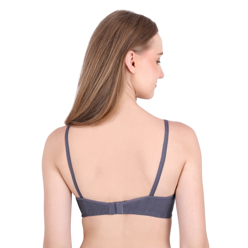 SheWear Cotton T-Shirt Bra – Full Cover, Non-Padded, Wire-Free-Charcoal Grey