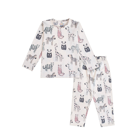 100% Cotton, Animal Cartoon Design Coord Set – Stretchable & Comfortable Kids Outfit