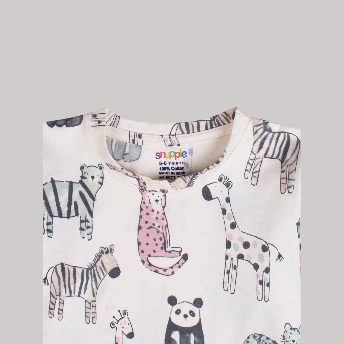 100% Cotton, Animal Cartoon Design Coord Set – Stretchable & Comfortable Kids Outfit