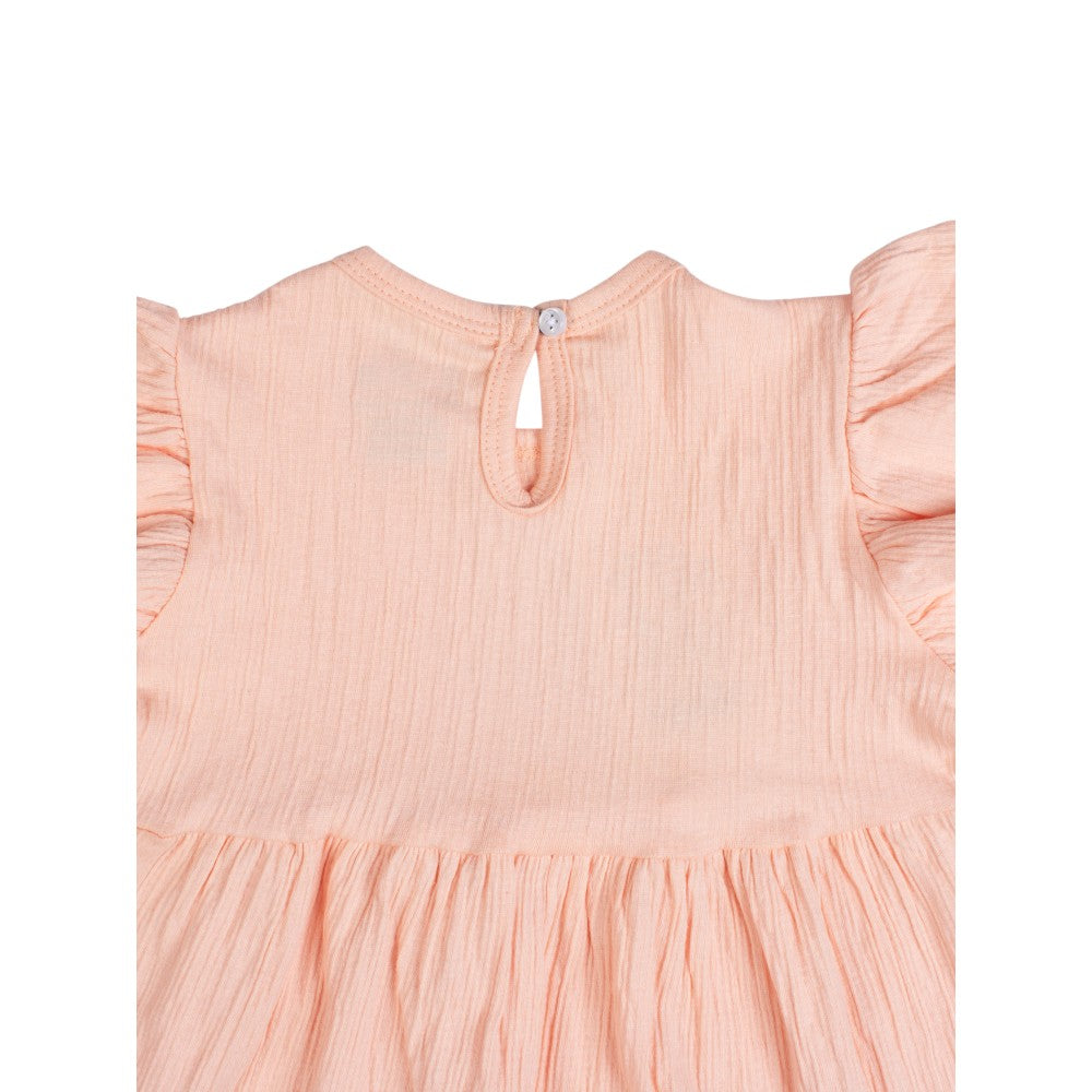 Infant Frock with cartoon print peach color