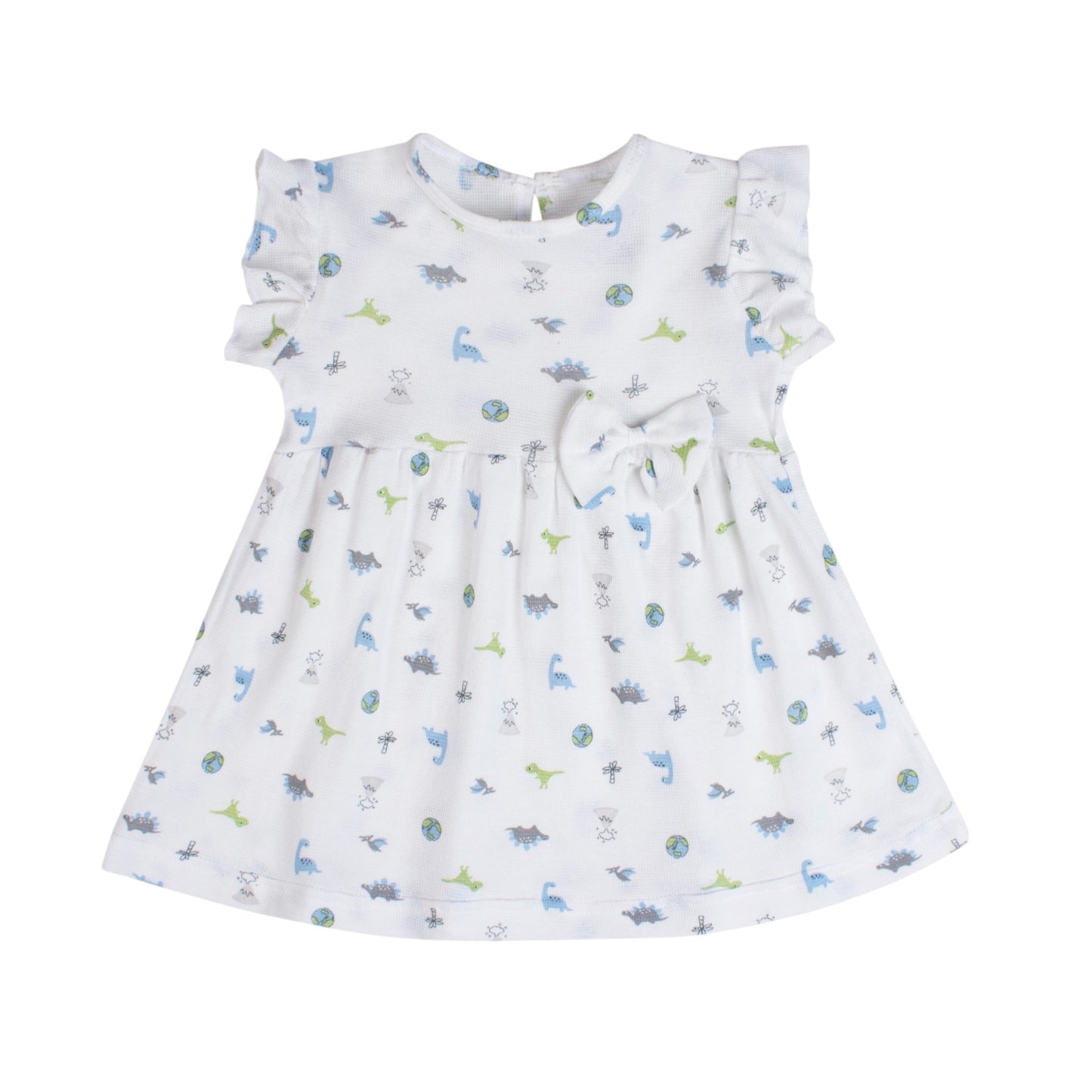 White printed Infant Frock waffle (6 to 24 Months)