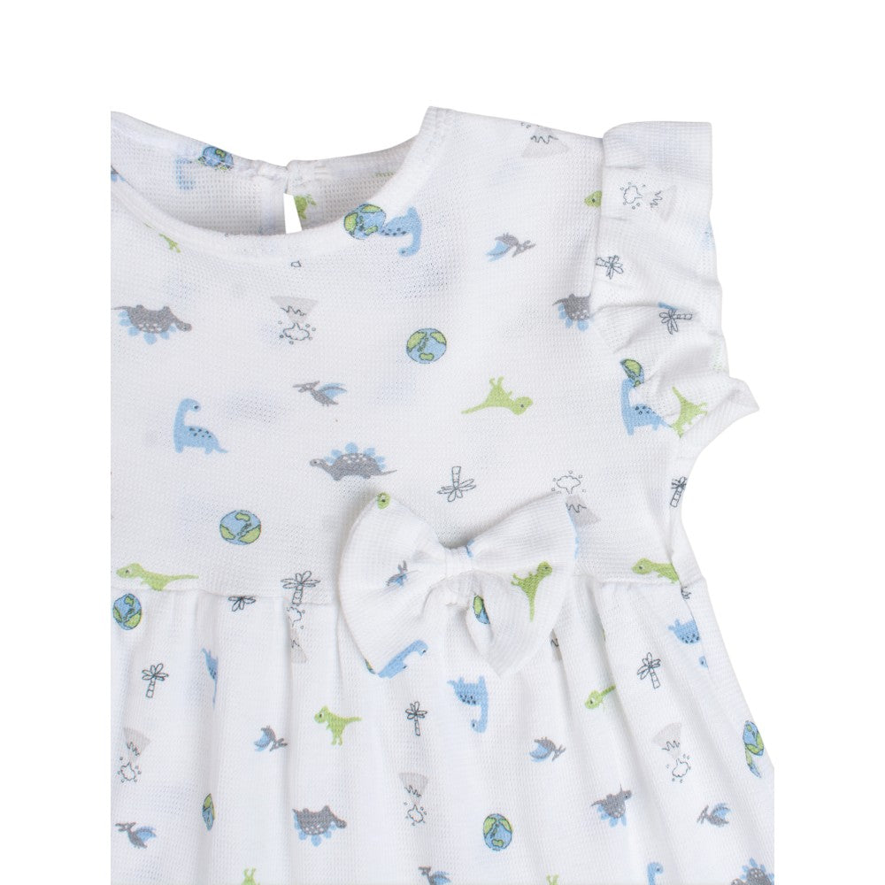 White printed Infant Frock waffle (6 to 24 Months)