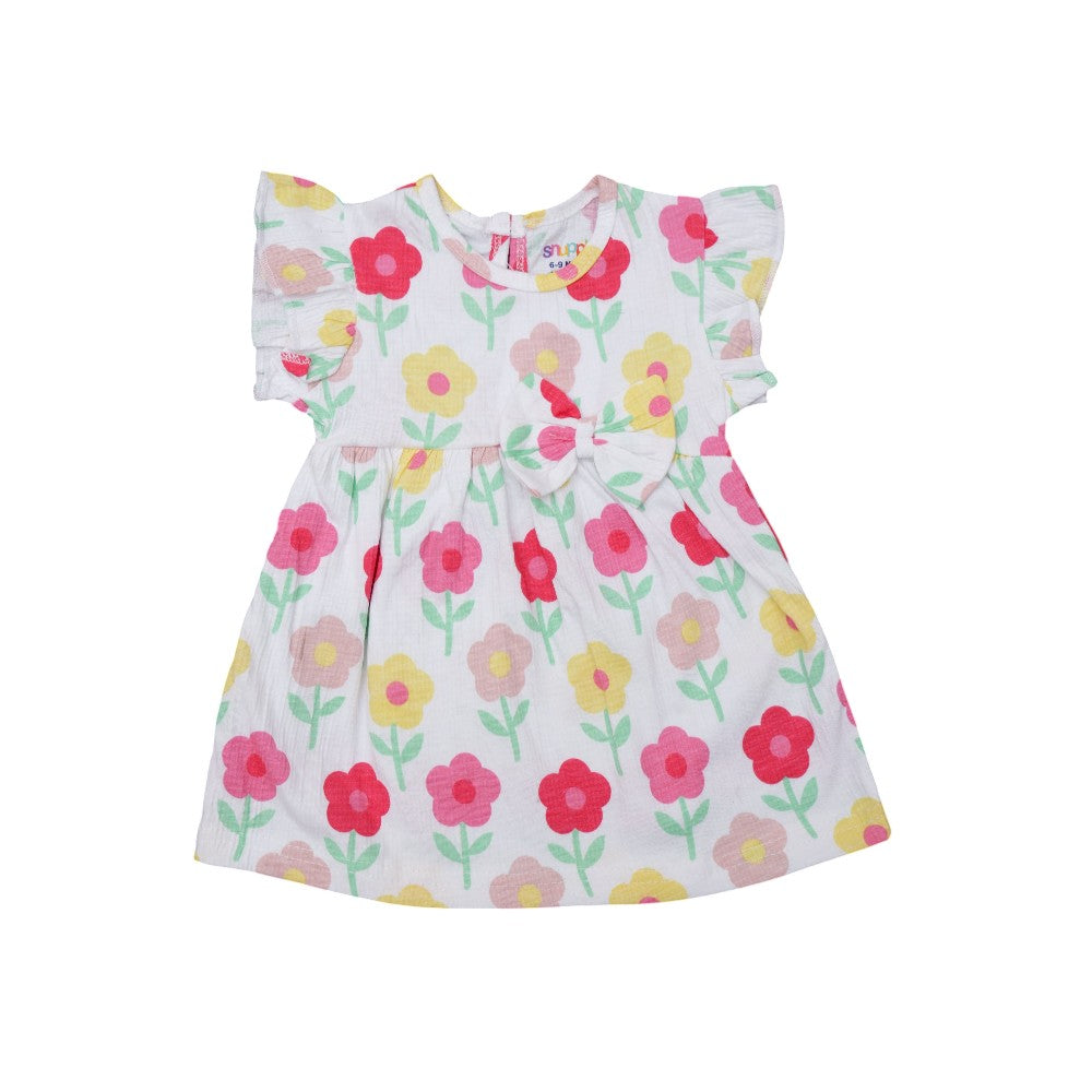 Soft 100% Cotton Floral Infant Frock – Stretchable & Comfortable Baby Dress
