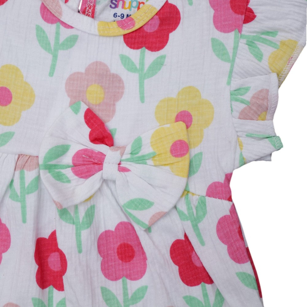 Soft 100% Cotton Floral Infant Frock – Stretchable & Comfortable Baby Dress