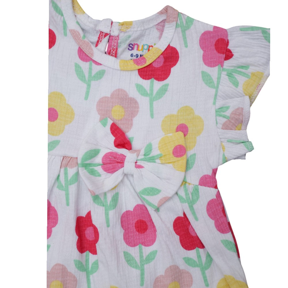 Soft 100% Cotton Floral Infant Frock – Stretchable & Comfortable Baby Dress