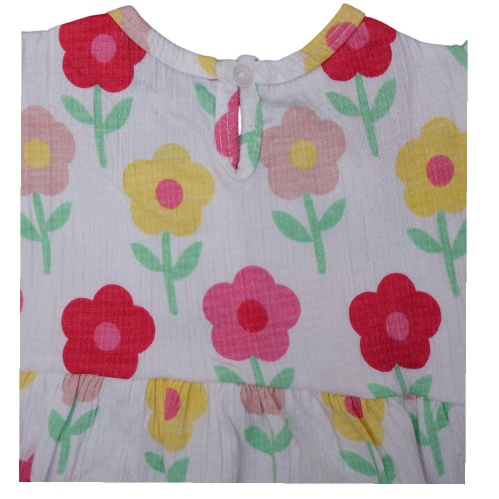 Soft 100% Cotton Floral Infant Frock – Stretchable & Comfortable Baby Dress