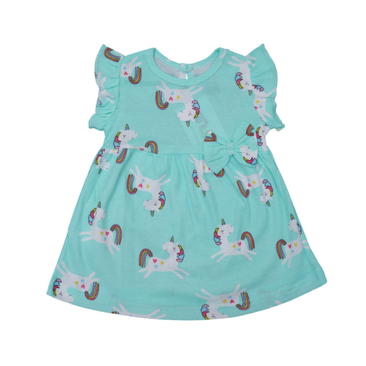 100% Cotton Baby Frock with Adorable Cartoon Design – Soft, Stretchable, and Comfortable Infant Dress