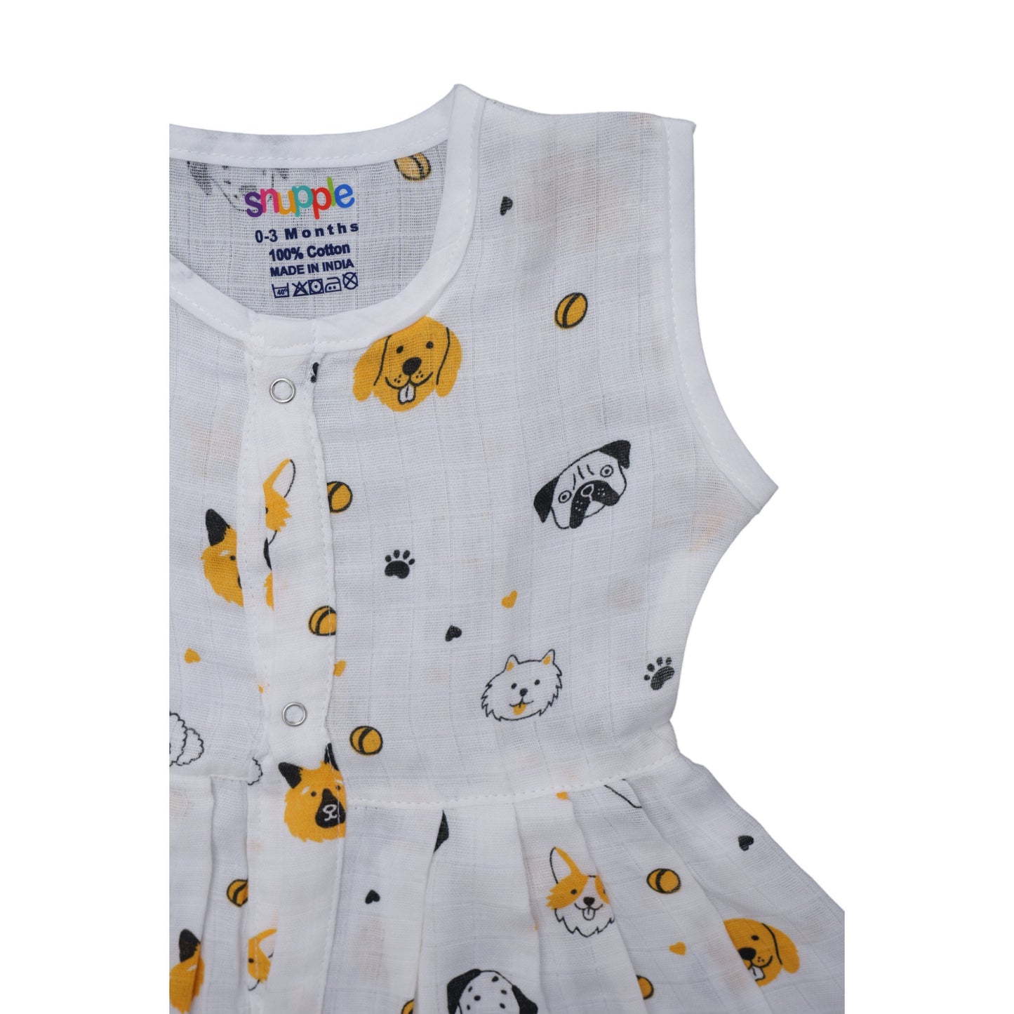 Muslin Cotton Baby Frock – Soft, Breathable Summer Wear for 0 to 12 Months (Animal Print)