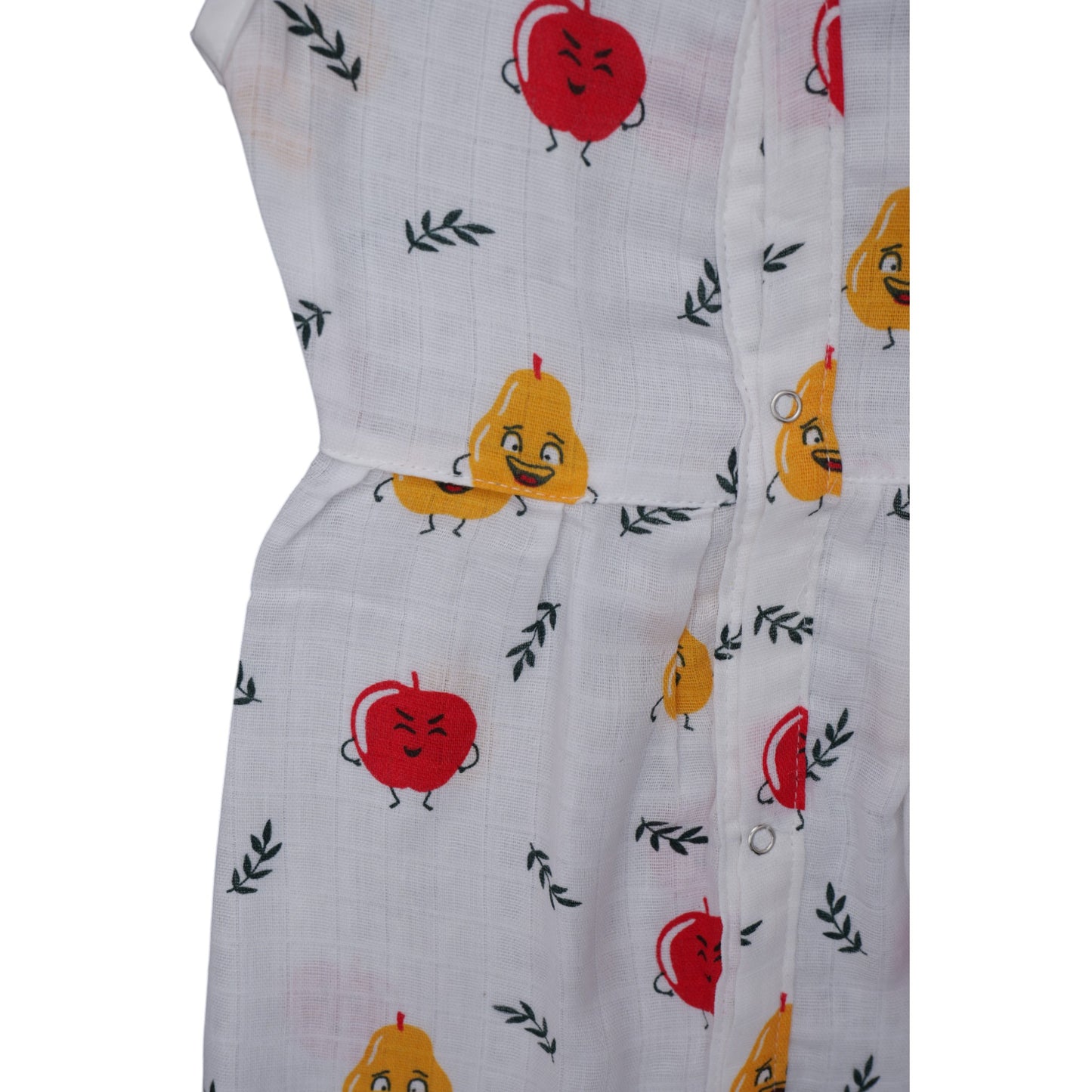 Muslin Cotton Baby Frock – Soft, Breathable Summer Wear (fruits Design) 0-12 Months