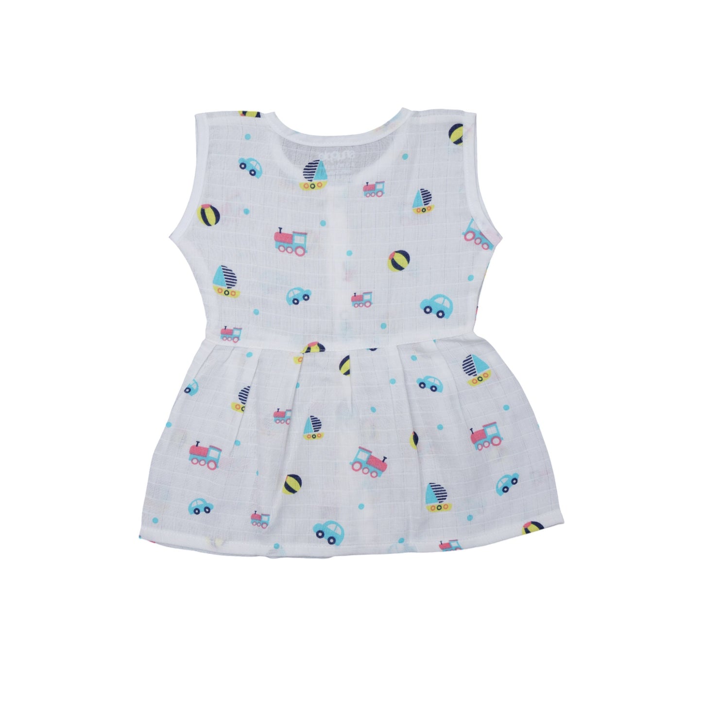 Muslin Cotton Baby Frock – Soft, Breathable Summer Wear (Cartoon Design) 0-12 Months