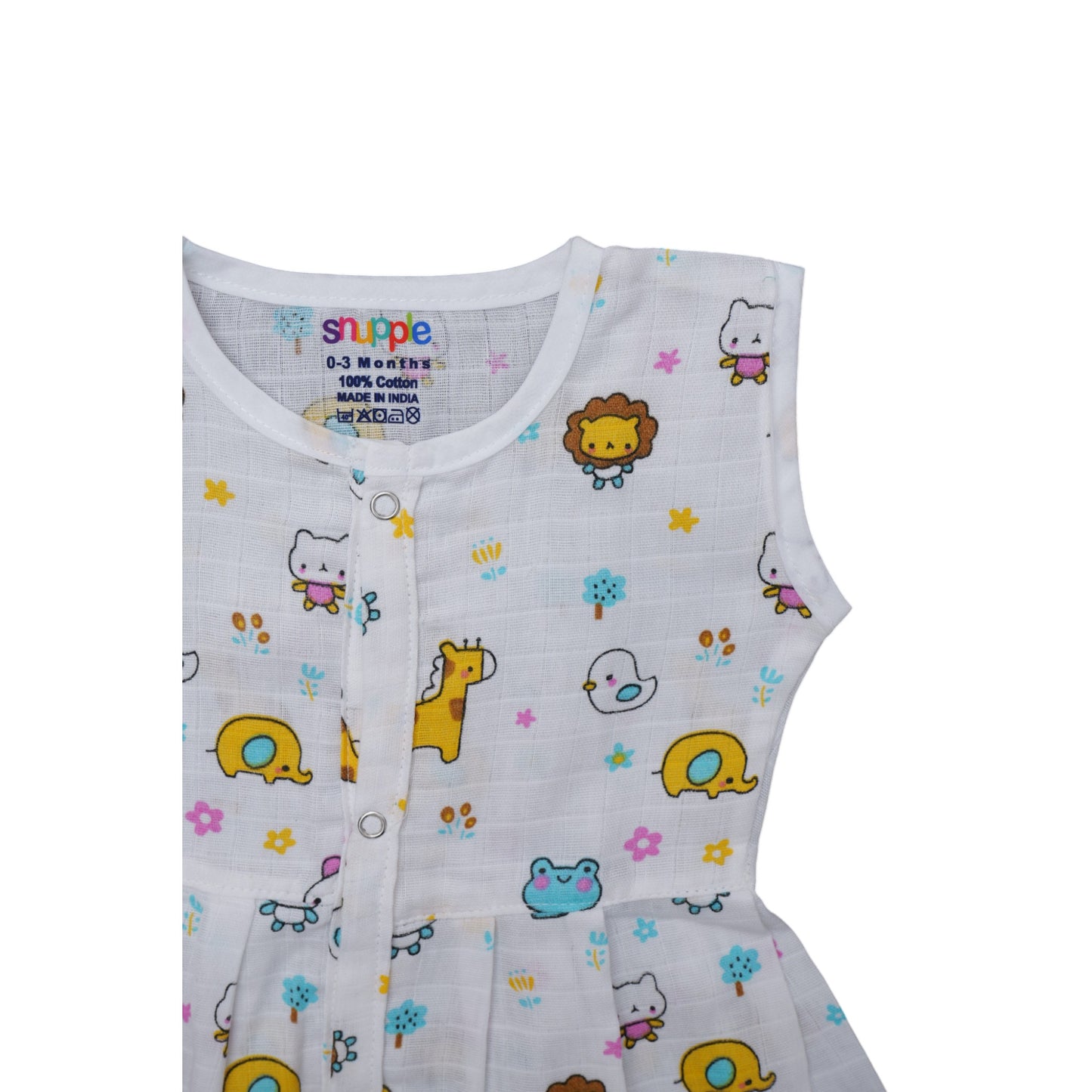 Muslin Cotton Baby Frock – Soft, Breathable Summer Wear (Cute Design) 0-12 Months
