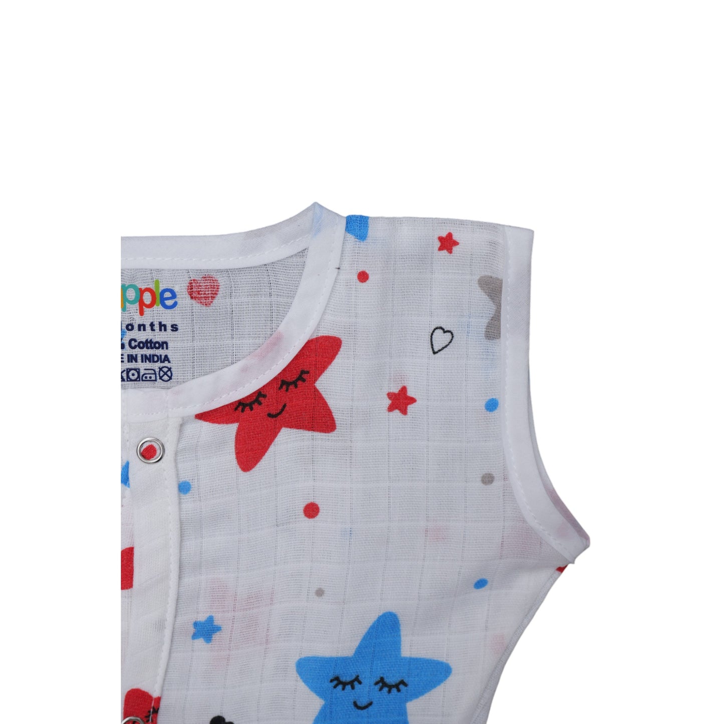 Muslin Cotton Baby Frock – Soft, Breathable Summer Wear for 0 to 12 Months (Star Design)