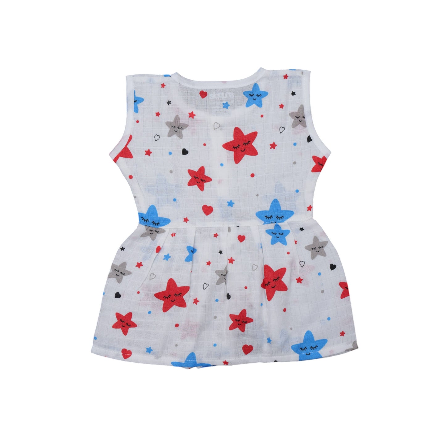 Muslin Cotton Baby Frock – Soft, Breathable Summer Wear for 0 to 12 Months (Star Design)