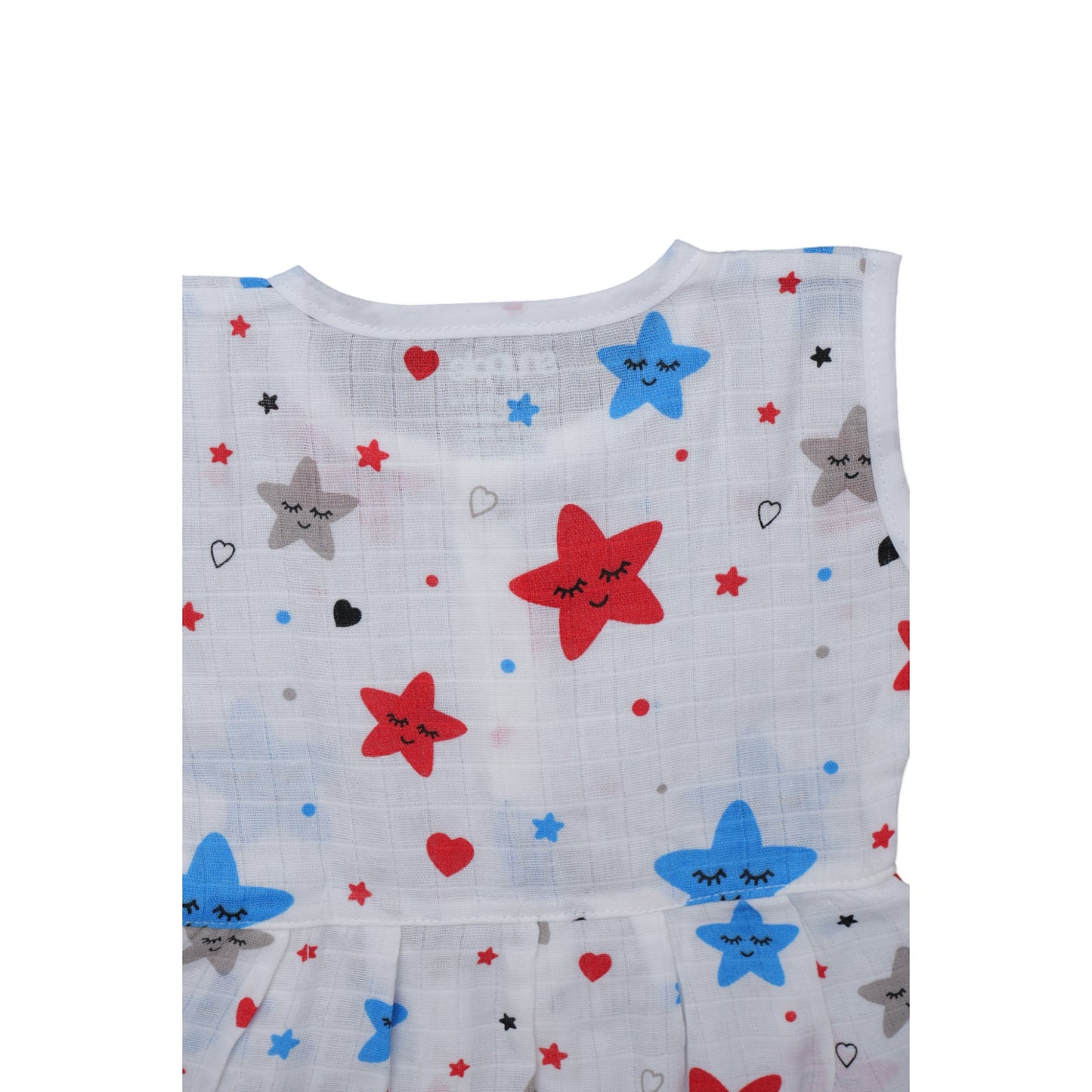 Muslin Cotton Baby Frock – Soft, Breathable Summer Wear for 0 to 12 Months (Star Design)