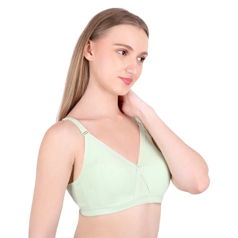 Pista Green Cotton Bra for Women – Cross Mould, Wire-Free, Non-Padded | SheWear