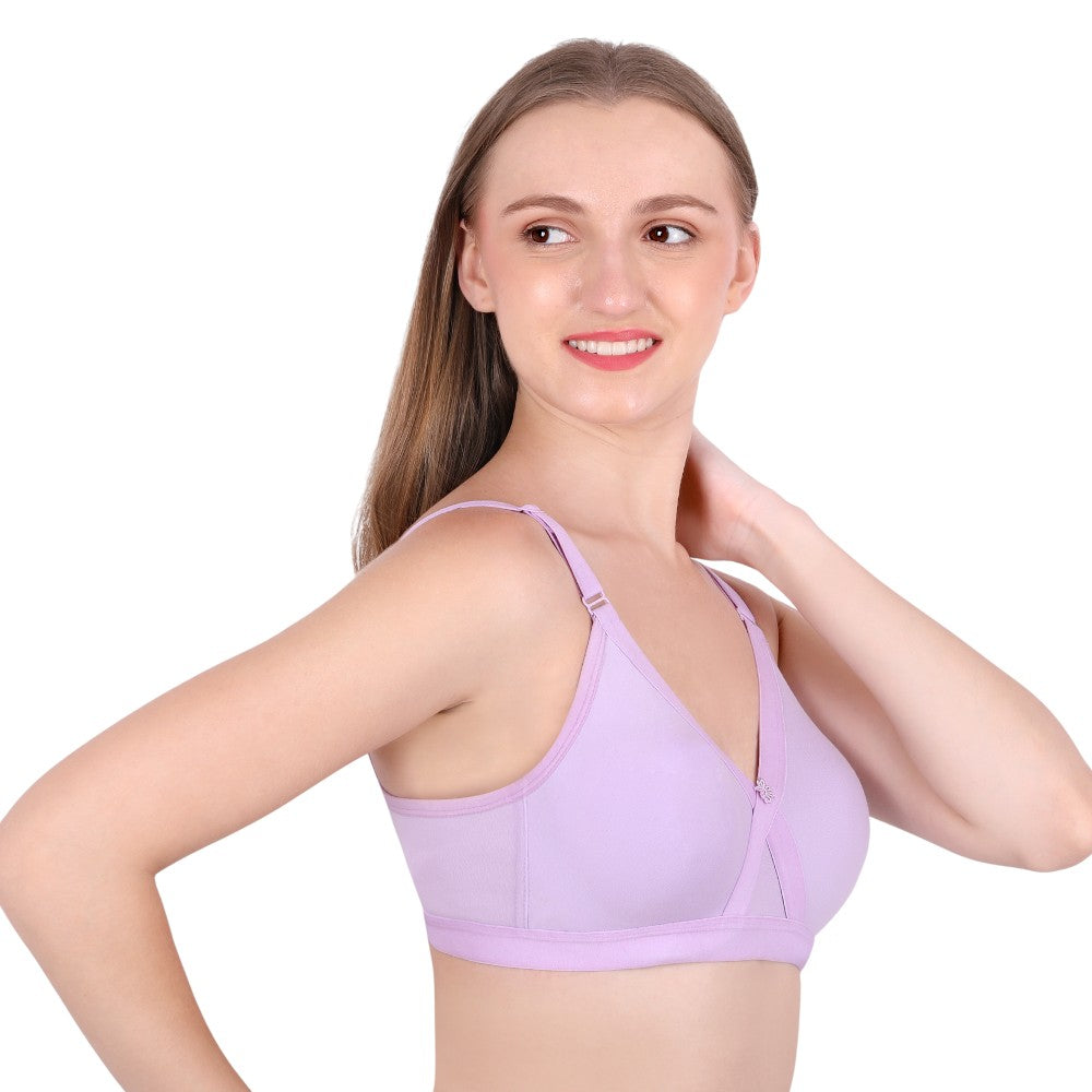 Purple Cotton Bra for Women – Cross Mould, Wire-Free, Non-Padded | She Wear