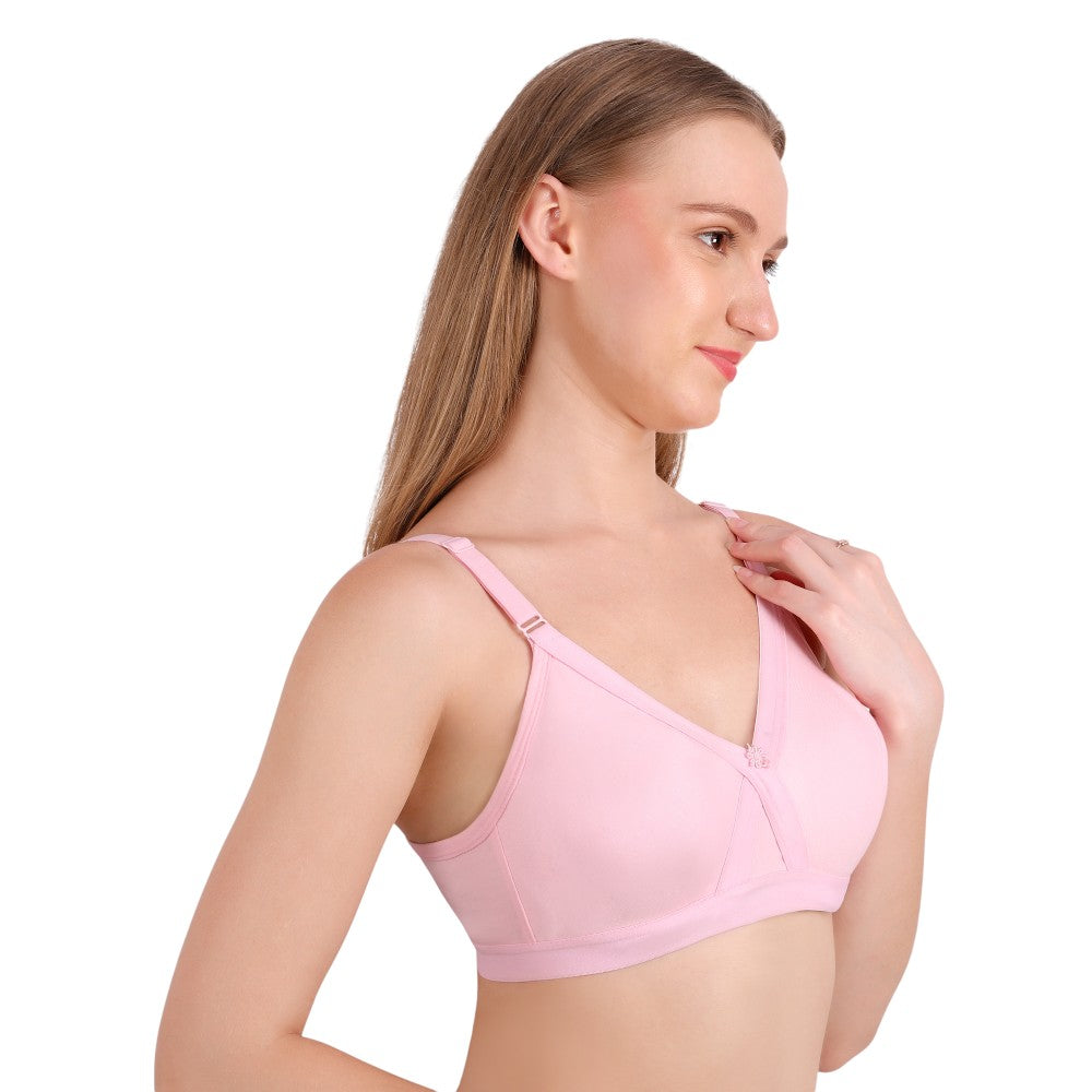 Baby Pink Cotton Bra for Women – Cross Mould, Wire-Free, Non-Padded | She Wear
