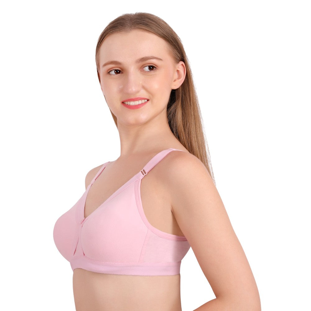Baby Pink Cotton Bra for Women – Cross Mould, Wire-Free, Non-Padded | She Wear
