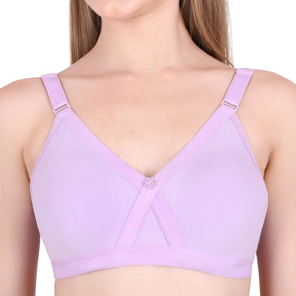 Purple Cotton Bra for Women – Cross Mould, Wire-Free, Non-Padded | She Wear