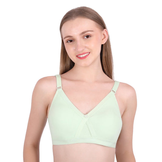 Pista Green Cotton Bra for Women – Cross Mould, Wire-Free, Non-Padded | SheWear