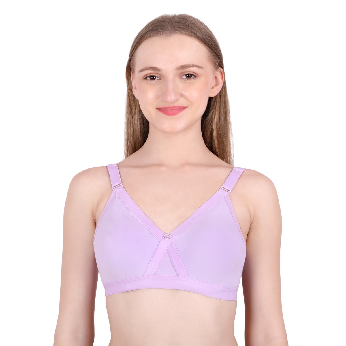Purple Cotton Bra for Women – Cross Mould, Wire-Free, Non-Padded | She Wear