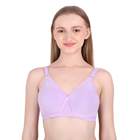 Purple Cotton Bra for Women – Cross Mould, Wire-Free, Non-Padded | She Wear