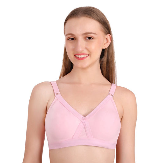 Baby Pink Cotton Bra for Women – Cross Mould, Wire-Free, Non-Padded | She Wear