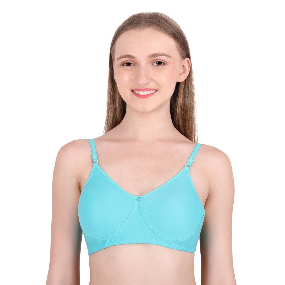 SheWear Cotton T-Shirt Bra – Full Cover, Non-Padded, Wire-Free-Aqua blue