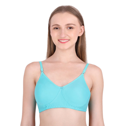 SheWear Cotton T-Shirt Bra – Full Cover, Non-Padded, Wire-Free-Aqua blue