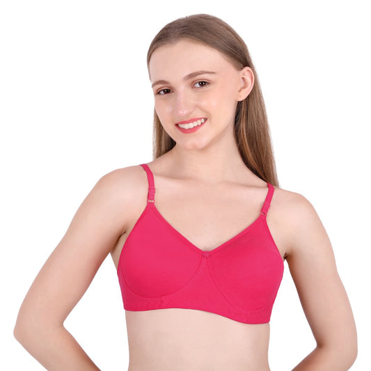SheWear Cotton T-Shirt Bra – Full Cover, Non-Padded, Wire-Free-Rose Red